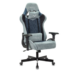 Кресло игровое Zombie VIKING 7 KNIGHT Fabric голубой текстиль/эко.кожа с подголов. крестов. металл