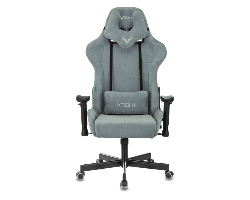 Кресло игровое Zombie VIKING KNIGHT Fabric серо-голубой Light-28 с подголов. крестов. металл Кресло игровое Zombie VIKING KNIGHT Fabric серо-голубой Light-28 с подголов. крестов. металл