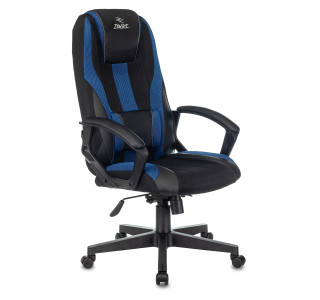 Кресло игровое Zombie 9 черный/синий текстиль/эко.кожа крестов. пластик