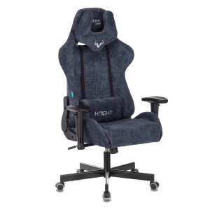 Кресло игровое Zombie VIKING KNIGHT Fabric синий Light-27 с подголов. крестов. металл