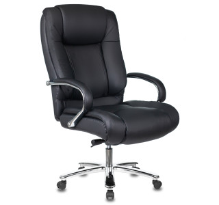 Кресло руководителя Бюрократ T-9925SL черный кожа крестов. металл хром