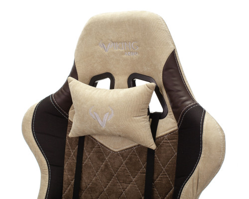 Кресло игровое Zombie VIKING 7 KNIGHT Fabric коричневый/бежевый текстиль/эко.кожа с подголов. крестов. металл Кресло игровое Zombie VIKING 7 KNIGHT Fabric коричневый/бежевый текстиль/эко.кожа с подголов. крестов. металл