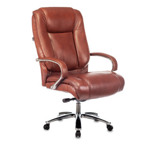 Кресло руководителя Бюрократ T-9925SL светло-коричневый Leather Eichel кожа крестов. металл хром