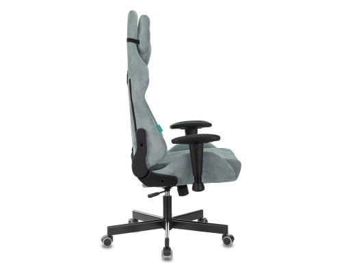 Кресло игровое Zombie VIKING KNIGHT Fabric серо-голубой Light-28 с подголов. крестов. металл Кресло игровое Zombie VIKING KNIGHT Fabric серо-голубой Light-28 с подголов. крестов. металл