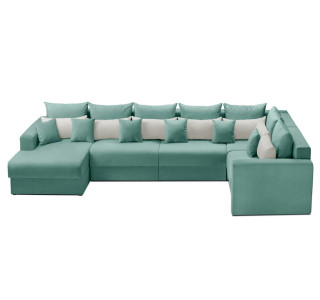 Мягкий угол «Мэдисон» П-образный левый ПБ (Аквамариновый)