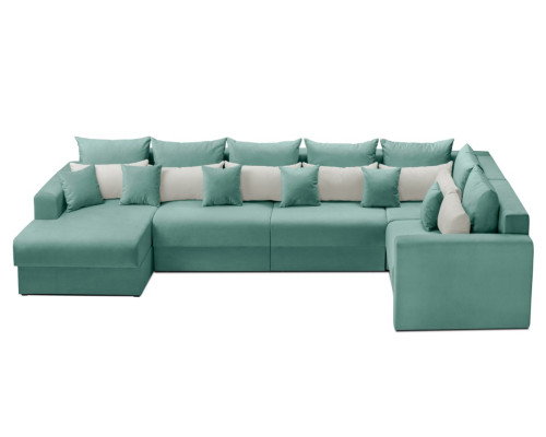 Мягкий угол «Мэдисон» П-образный левый ПБ (Аквамариновый)