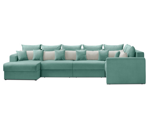 Мягкий угол «Мэдисон» П-образный левый ПБ (Аквамариновый)