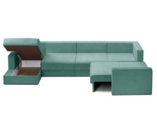 Мягкий угол «Мэдисон» П-образный левый ПБ (Аквамариновый)