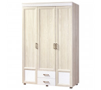 Шкаф «Йорк» 3-х дверный с глянцевыми вставками и 2 ящиками № 01.13 (ясень анкор)