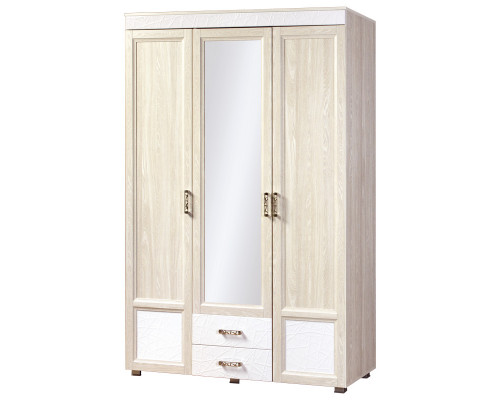 Шкаф «Йорк» 3-х дверный с зеркалом и 2 ящиками № 01.12 (ясень анкор)
