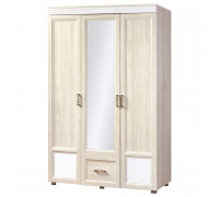 Шкаф «Йорк» 3-х дверный с зеркалом с глянцевыми вставками № 01.10 (ясень анкор)